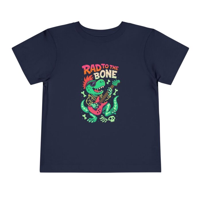 Rad to the Bone Toddler Tee - Cool Dino Rock T-Shirt, Kids Gift, Birthday Party Shirt, Fun Summer Apparel, Music Lover Tee - Image 2