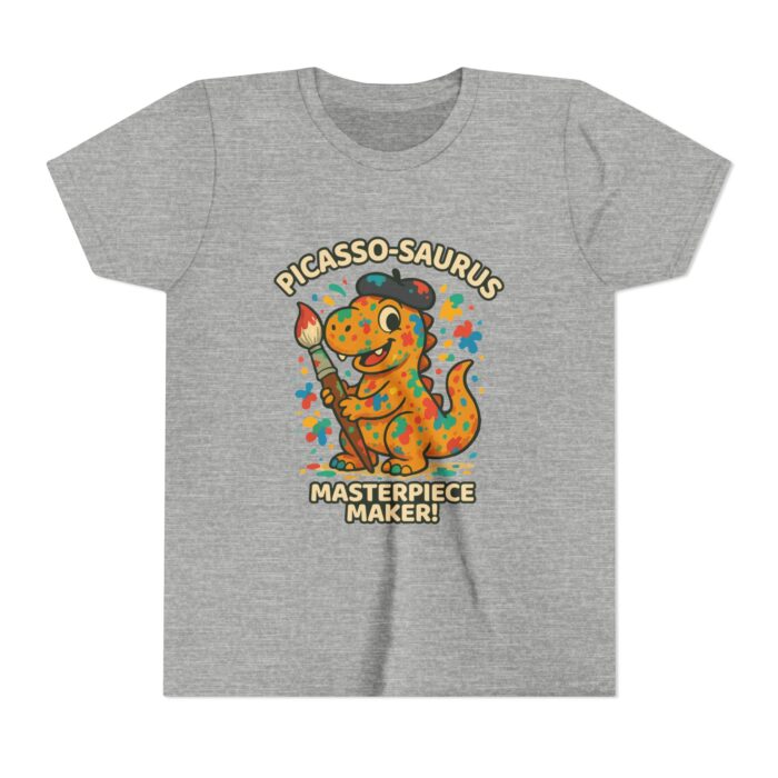 Picasso-Saurus Youth Tee, Dinosaur T-Shirt, Kids Art Shirt, Fun Graphic Tee, Birthday Gift, Creative Gift for Kids - Image 3