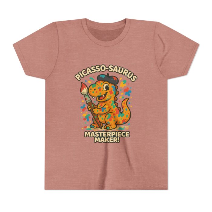 Picasso-Saurus Youth Tee, Dinosaur T-Shirt, Kids Art Shirt, Fun Graphic Tee, Birthday Gift, Creative Gift for Kids - Image 2