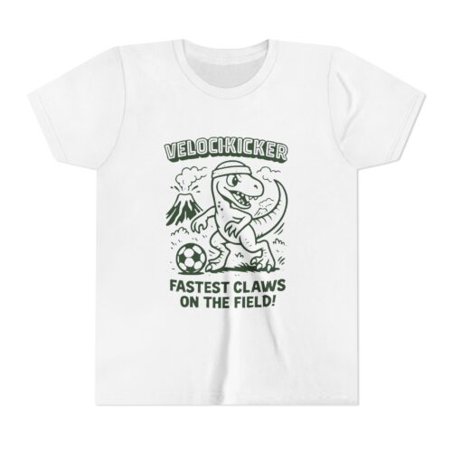 Youth Velocikicker Soccer Tee - Fastest Claws on the Field, Kids Shirt, Dinosaur Graphic Tee, Soccer Fan Apparel, Birthday Gift