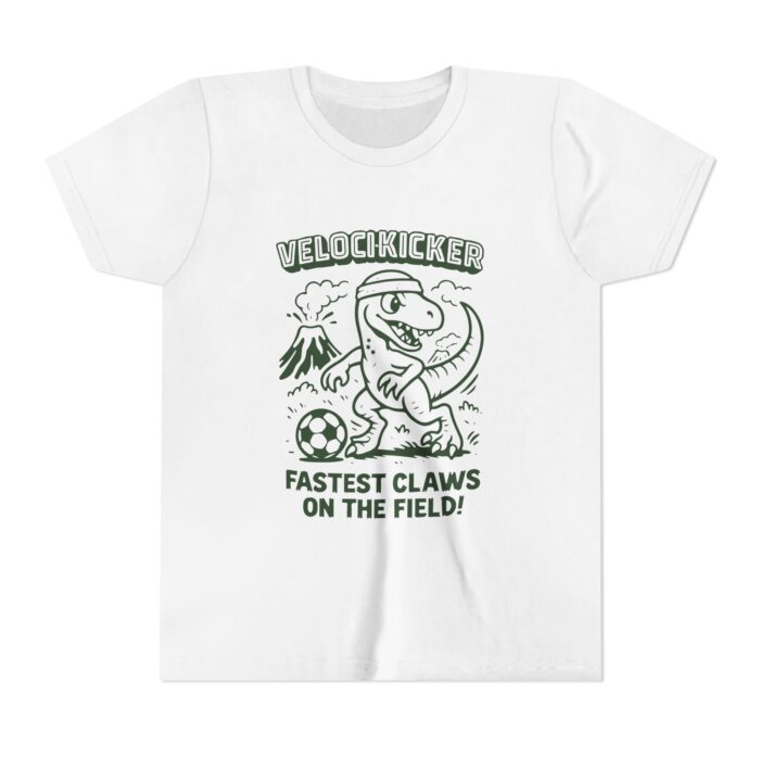 Youth Velocikicker Soccer Tee - Fastest Claws on the Field, Kids Shirt, Dinosaur Graphic Tee, Soccer Fan Apparel, Birthday Gift